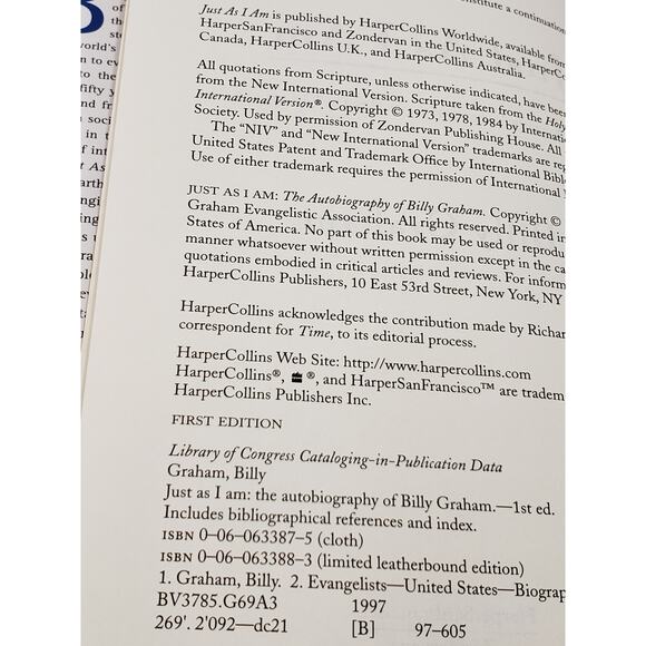 Just As I Am: The Autobiography of Billy Graham Hardcover First Edition - Picture 5 of 7